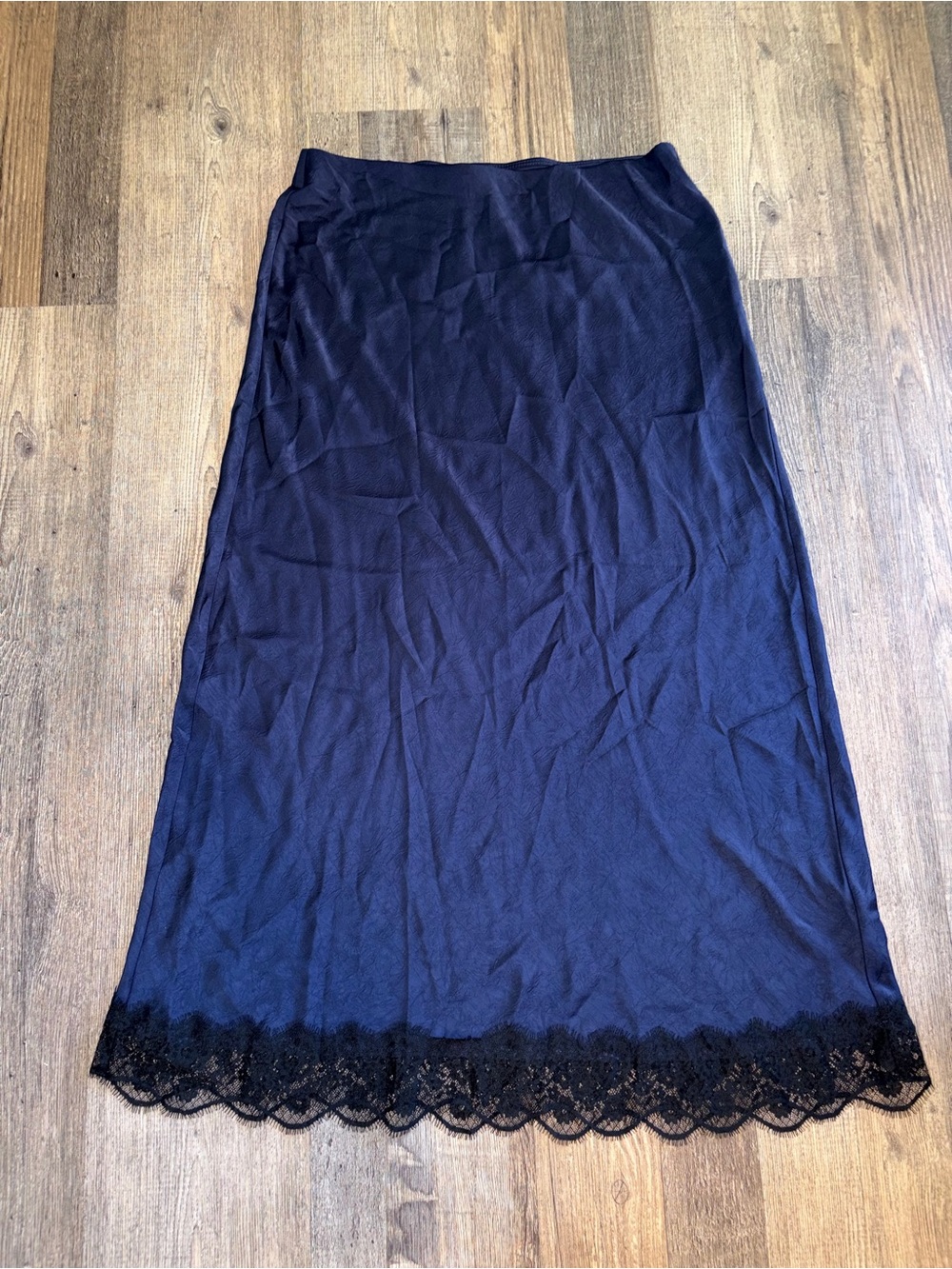 a new day Navy Maxi Skirt with Black Lace Trim